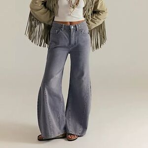 NWT Free People Eden Slouchy Wide-leg Jeans Diamond Grey 28